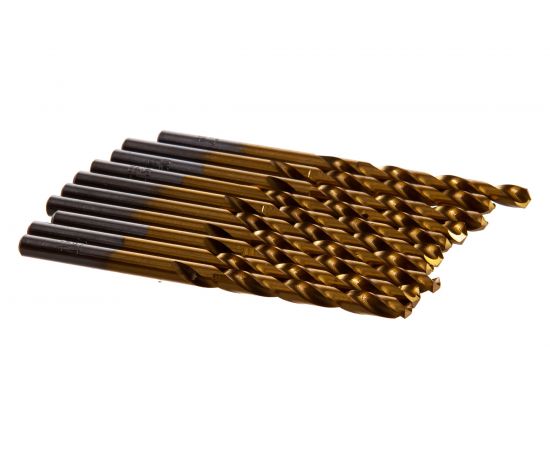 Сверло по металлу нитрид титана HSS-TiN DIN 338 (10 шт; 4.5x47х80 мм) D.BOR 4200450T3D – изображение 2