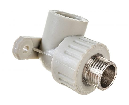 Угольник с креплением RTP PN25 комбинированный, наружная резьба D20х1/2 мм, серый 11056 – изображение 2