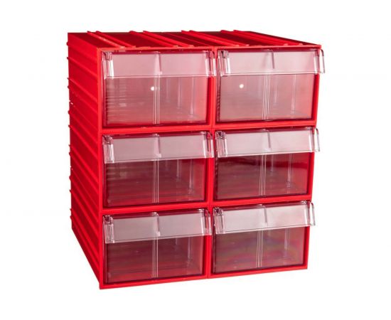 Пластиковый короб СТЕЛЛА-ТЕХНИК 140x250x100 мм, комплект 6 штук C-2-К6-красный-прозрачный – изображение 2