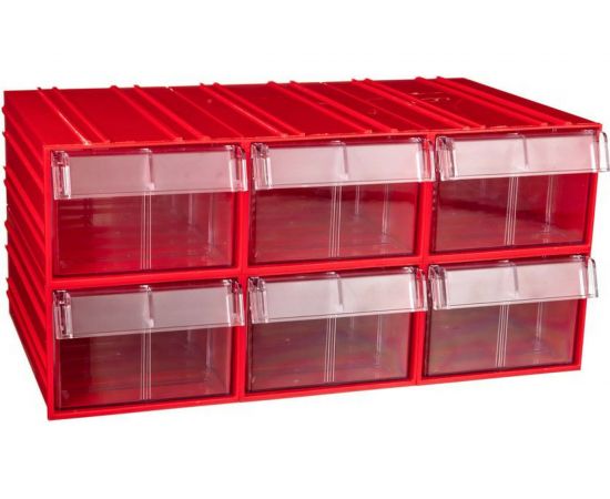 Пластиковый короб СТЕЛЛА-ТЕХНИК 140x250x100 мм, комплект 6 штук C-2-К6-красный-прозрачный – изображение 3