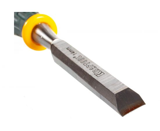 Стамеска, упрочненное полотно, ударопрочная двухкомпонентная ручка, стальной затыльник для ударных работ, 14мм KRAFTOOL EXPERT 1815-14_z01 – изображение 3