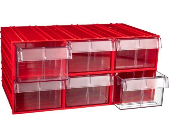 Пластиковый короб СТЕЛЛА-ТЕХНИК 140x250x100 мм, комплект 6 штук C-2-К6-красный-прозрачный – изображение 5