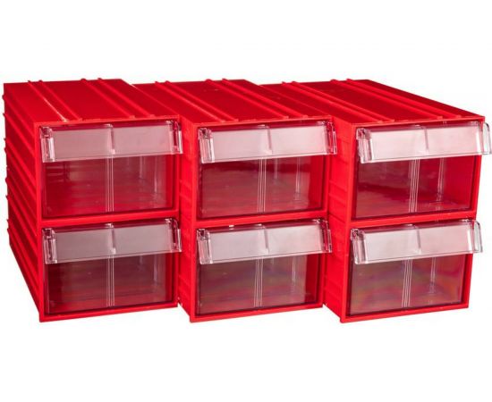 Пластиковый короб СТЕЛЛА-ТЕХНИК 140x250x100 мм, комплект 6 штук C-2-К6-красный-прозрачный – изображение 7