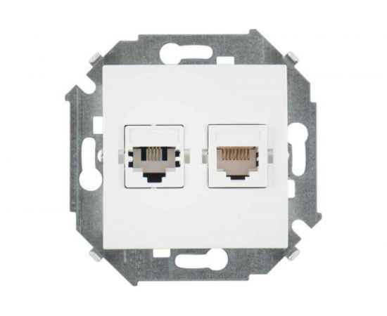 Телефонная + компьютерная розетка Simon RJ11+RJ45 кат.5е, белый 20 1591590-030 