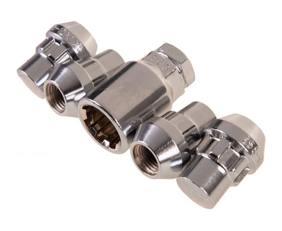 Гайки секретки М12x1.25, 32 мм, конус закр 5 луч 1 кл, хром 004, 4 шт SKYWAY S10702004 