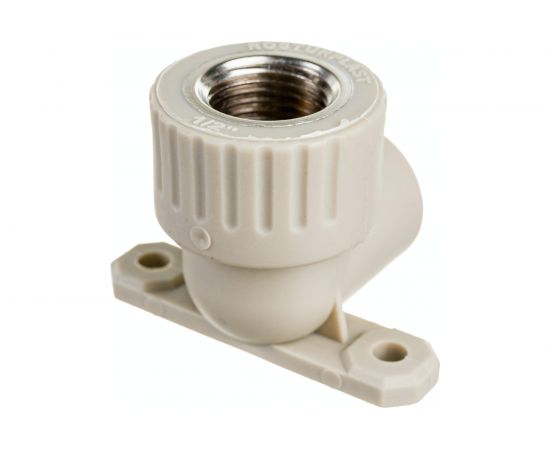 Угольник с креплением RTP PN25 комбинированный, внутренняя резьба D20х1/2 мм, серая 11045 