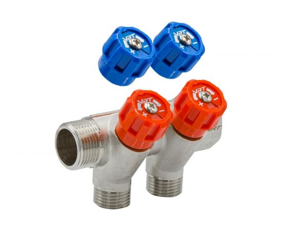 Коллектор VRT 3/4""x1/2"", с регулировочными вентилями, 2 выхода 524076 