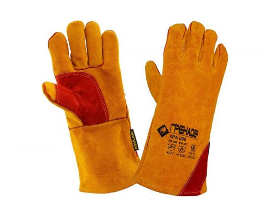 Спилковые краги ГРЕНАДЕР желтые, размер 12 кра00812 