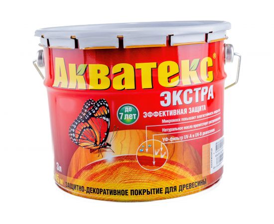 Защитно-декоративное покрытие для древесины Рогнеда Акватекс Экстра (калужница; 3 л) 13864 