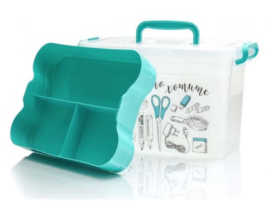 Контейнер для хранения Полимербыт ВАЖНЫЕ МЕЛОЧИ 6,5 л с вкладышем 310х200х180 63280902 – изображение 2