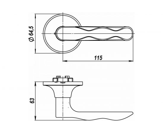 Ручка защелка PUNTO 6024 SN-P без фик. мат. никель 36815 – изображение 2