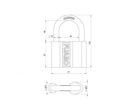 Навесной замок Fuaro PL-4080 80 мм 3 англ. кл. БЛИСТЕР 26355 – изображение 2