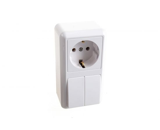 Комбинированный блок Кунцево-Электро ОПТИМА выключатель + розетка с з/к БКВР-428 8066 – изображение 2