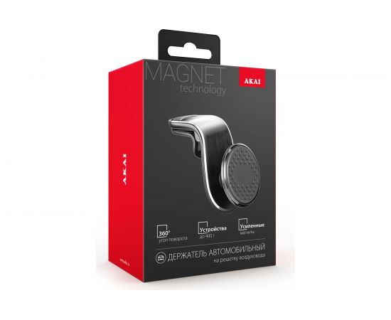 Магнитный автомобильный держатель на решетку воздуховода AKAI черный PM-531MV – изображение 2