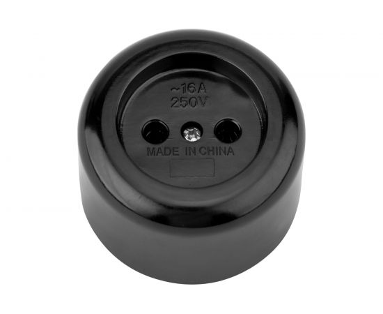 Штепсельная карболитовая розетка REXANT открытой установки без заземления 16 А черная 11-8980 – изображение 2