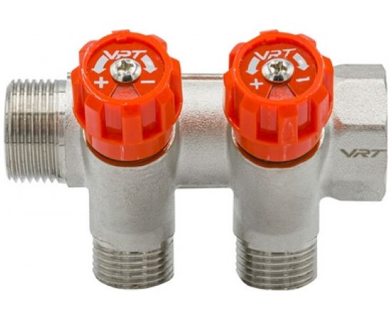 Коллектор VRT 3/4""x1/2"", с регулировочными вентилями, 2 выхода 524076 – изображение 2