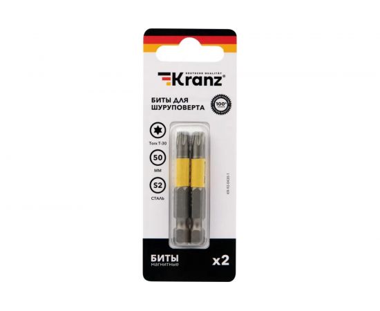 Бита Torx (2 шт; T30x50 мм; сталь S2) для шуруповерта KRANZ KR-92-0430-1 – изображение 3