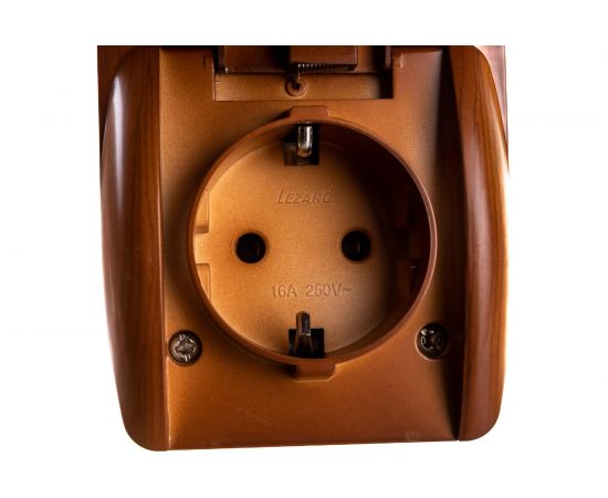 Выключатель и розетка Lezard NATA с заземлением, с крышкой, сосна, вертикальный 710-0800-172 – изображение 4