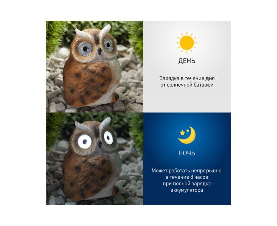 Садовый светильник ЭРА ERAFYS0111 Филин, рыжий, на солнечной батарее Б0044843 – изображение 5