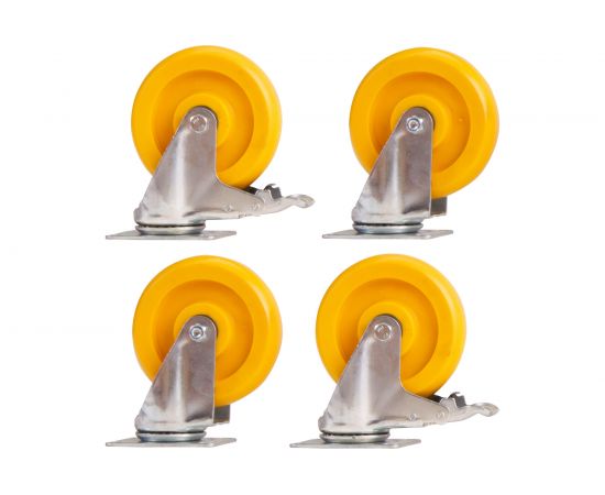 Набор из 4-х поворотных колес - желтый полипропилен PP диаметром 125 мм MOVERPLAT 125-PPx4 