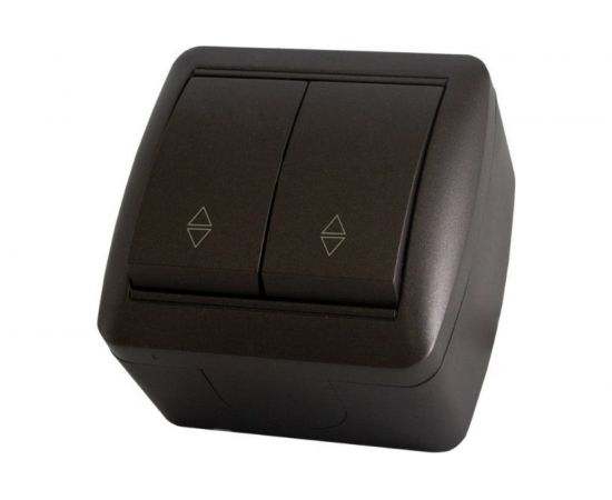 2-клавишный выключатель на 2 направления TDM открытой установки IP44 10А шоколад "Селигер" SQ1818-0212 