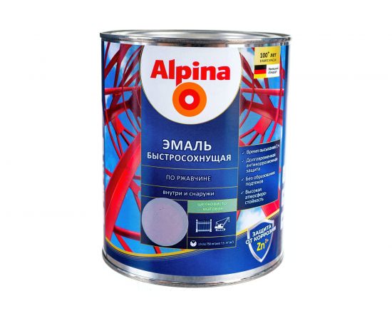 Эмаль по ржавчине ALPINA (быстросохнущая; RAL 7040; 0.75 л) 948104268 