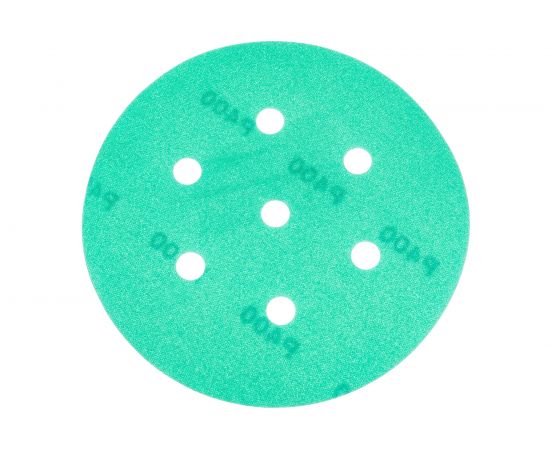 Круг шлифовальный на липучке - зелёный 125 мм, 5 шт, P400 FASTER TOOLS 8547 