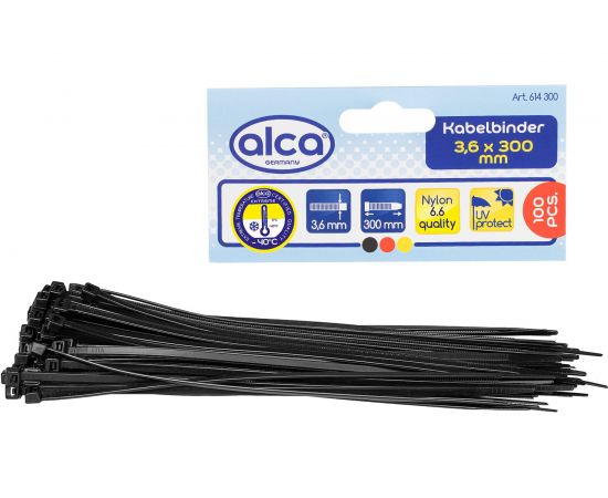 Пластиковая стяжка хомут Alca 3,6x300 мм, 100 шт. 614300 