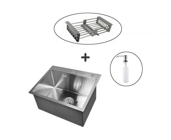 Комплект кухонная мойка из нержавеющей стали WISENT W35848/W302644/W405A/GER010 – изображение 16