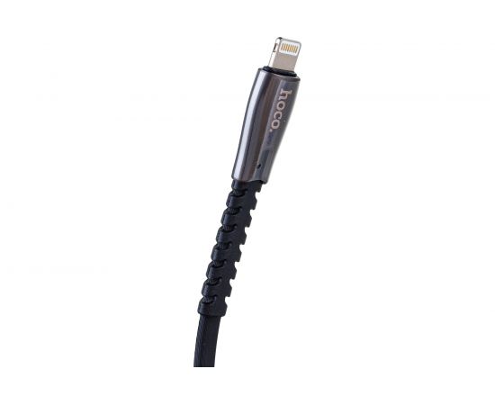 USB-кабель HOCO, AM-8pin Lightning 1.2 метра, 2.4A, плоский, ПВХ, чёрный 23753-U58iBK – изображение 6