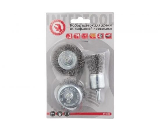 Набор щеток проволочных для дрели 3 шт, 1/4"" INTERTOOL BT-0300 