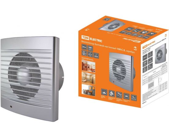 Бытовой настенный вентилятор TDM 150 С-5, серебро SQ1807-0124 