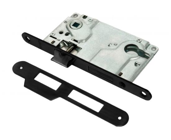 Замок RENZ РЕНЦ, 1 ригель и защелка, с подшипниками, черный INLBB 8550-2/1 Black 