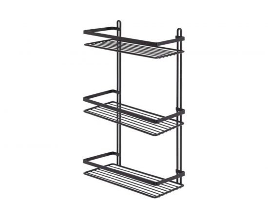 Полка в ванную TEKNO-TEL ES065B прямая, 3 яруса, черный матовый 00-00002911 