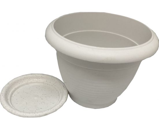 Кашпо с поддоном Осколпласт 1.1 л, мраморное 110-08 