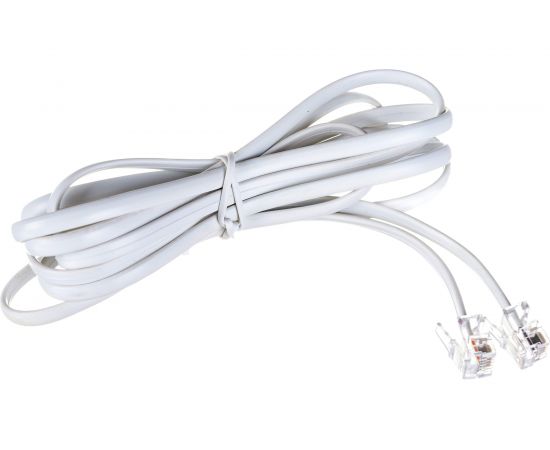 Телефонный шнур-удлинитель REXANT RJ-11, 6P-4C, 2 м, белый 18-3021 