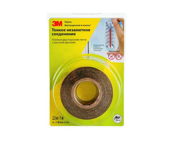 Двусторонняя клейкая лента с высокой адгезией 3М прозрачная, 25 мм х 5 м 4687202299850 – изображение 2