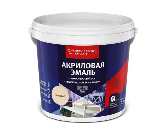 Универсальная акриловая эмаль ЯРОСЛАВСКИЕ КРАСКИ (бежевая; матовая; ведро 0.9 кг) О05194 – изображение 2