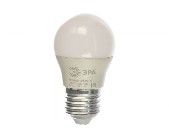 Светодиодная лампа ЭРА ECO LED P45-8W-827-E27, шар, теплый Б0030024 – изображение 2