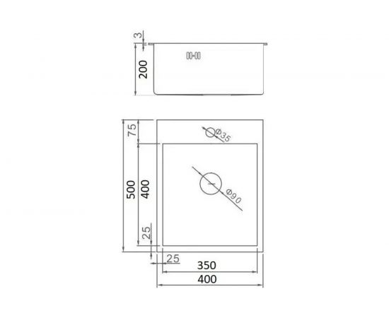 Кухонная мойка из нержавеющей стали WISENT 4050 40x50 см WWS34050/WGER010 – изображение 2