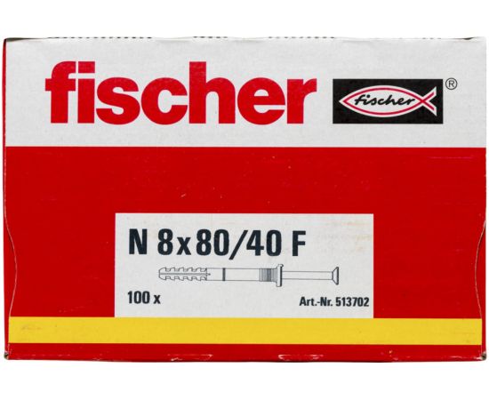 Дюбель-гвоздь Fischer N 8X80/40 F 100 шт. 513702 – изображение 4