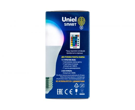 Светодиодная лампа Uniel LED-A60-10W/RGB/E27/REG PLS21WH с ИК сенсором UL-00006530 – изображение 5