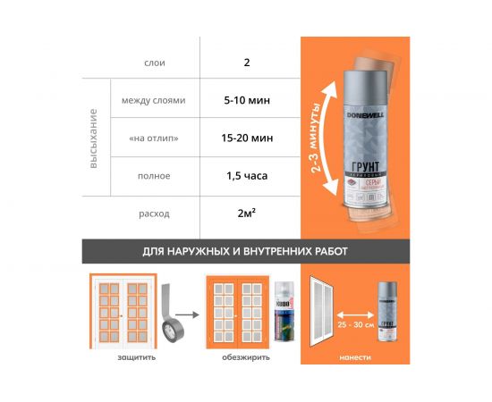Грунт универсальный акриловый DONEWELL серый DW-2101 – изображение 6