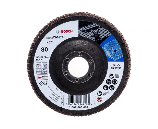 Круг лепестковый Best for Metal для УШМ (115 мм; К80) Bosch 2608605452 