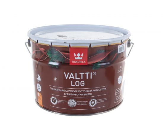 Антисептик TIKKURILA VALTTI LOG специальный для бревен, атмосферостойкий, бесцветный 9л 700010347 