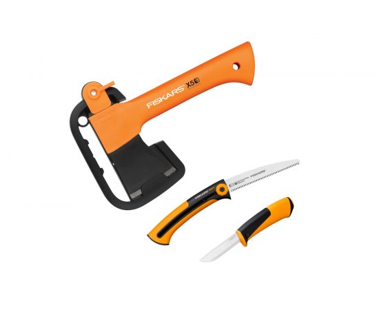 Набор Fiskars: универсальный топор Х5 + пила + универсальный нож 1057912 