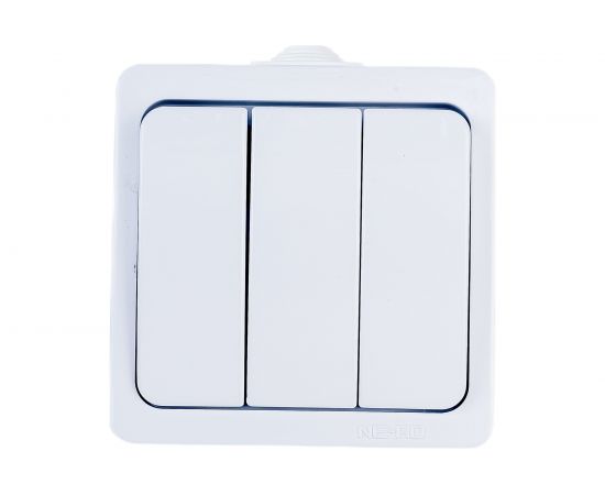 3-клавишный выключатель NE-AD 10А, 250В, IP22, Murat, Белый, 95-33 