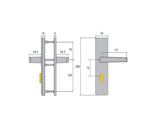 Бронированный гарнитур ABUS KLZS 714 F3 цвет латуни PZ72 ручка/ручка Class ES 1 64490 – изображение 2