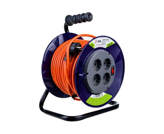 Силовой удлинитель ЭРА RPx4es-3x1.5-30m, на пластиковой катушке, с заземлением, 4 гнезда, 30м, ПВС 3х1.5 Б0043056 – изображение 2