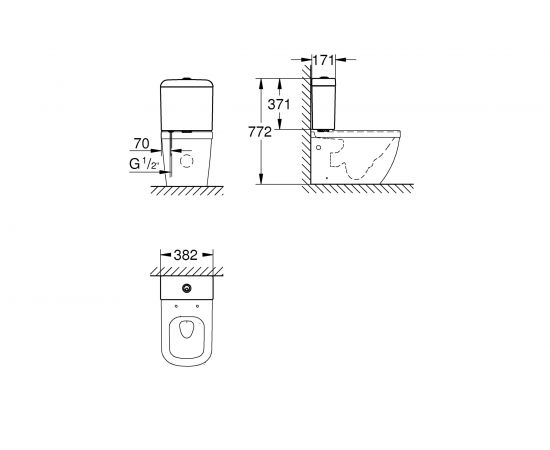 Внешний бачок GROHE Euro Ceramic наполнение снизу 39332000 – изображение 2